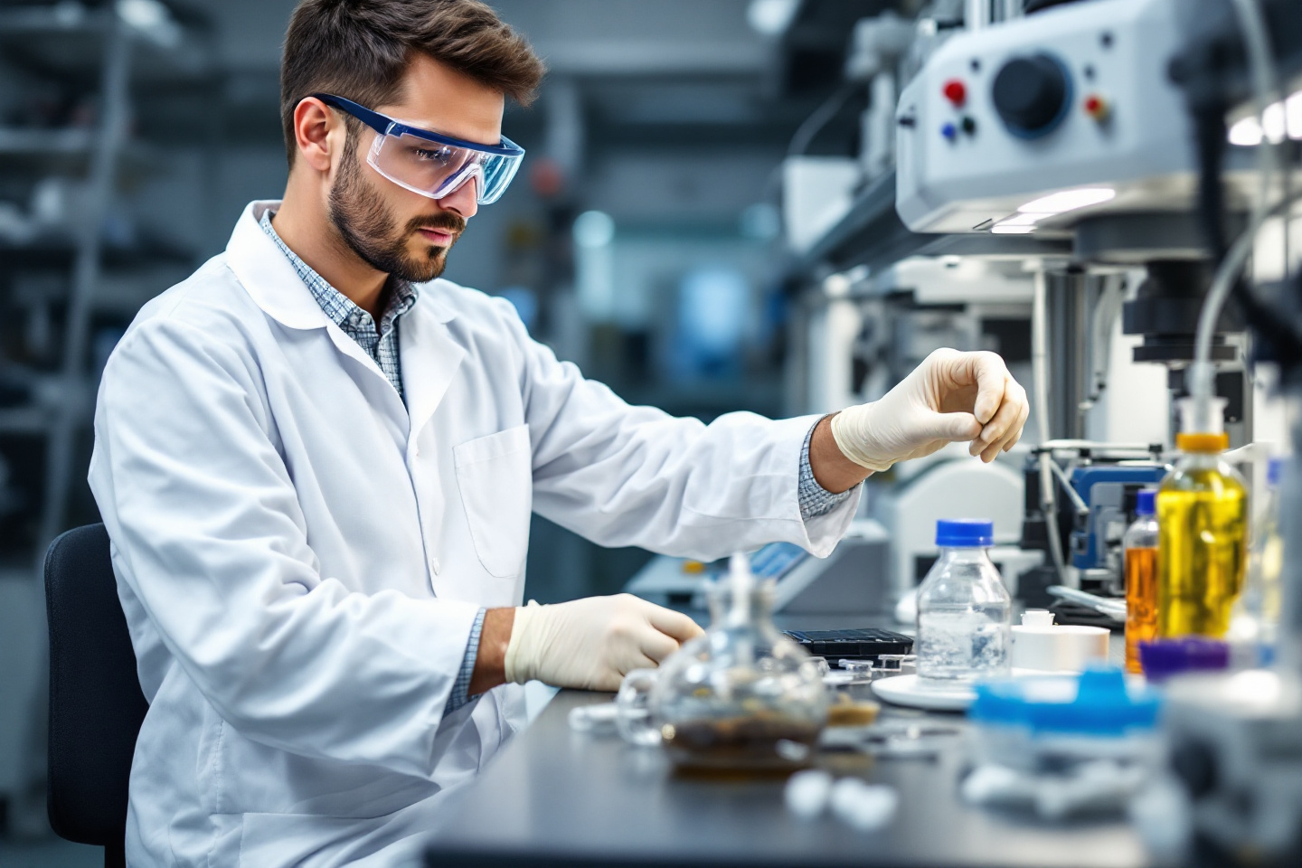 Estudante em atividade do curso de Biotecnologia