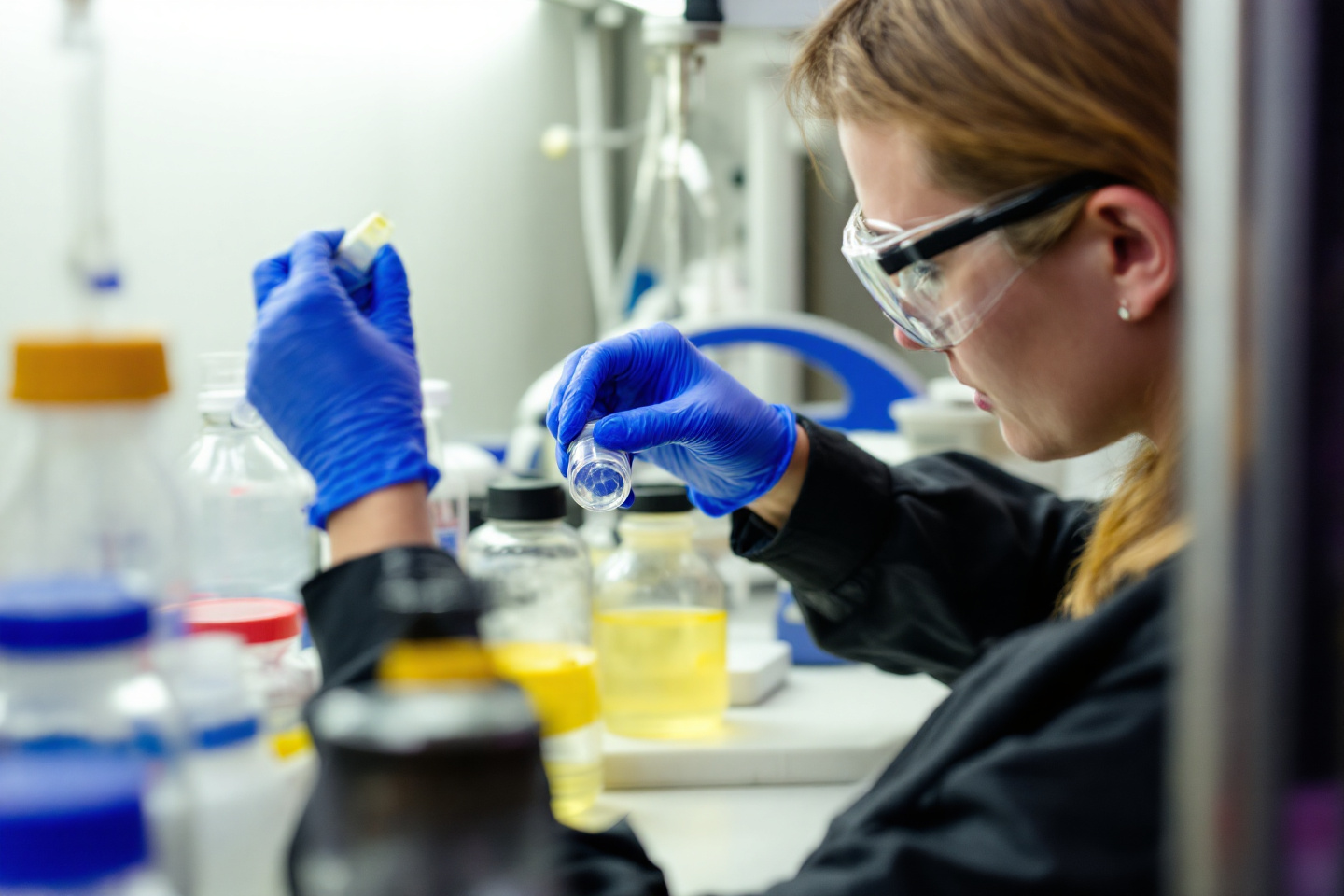 Estudante em atividade do curso de Química